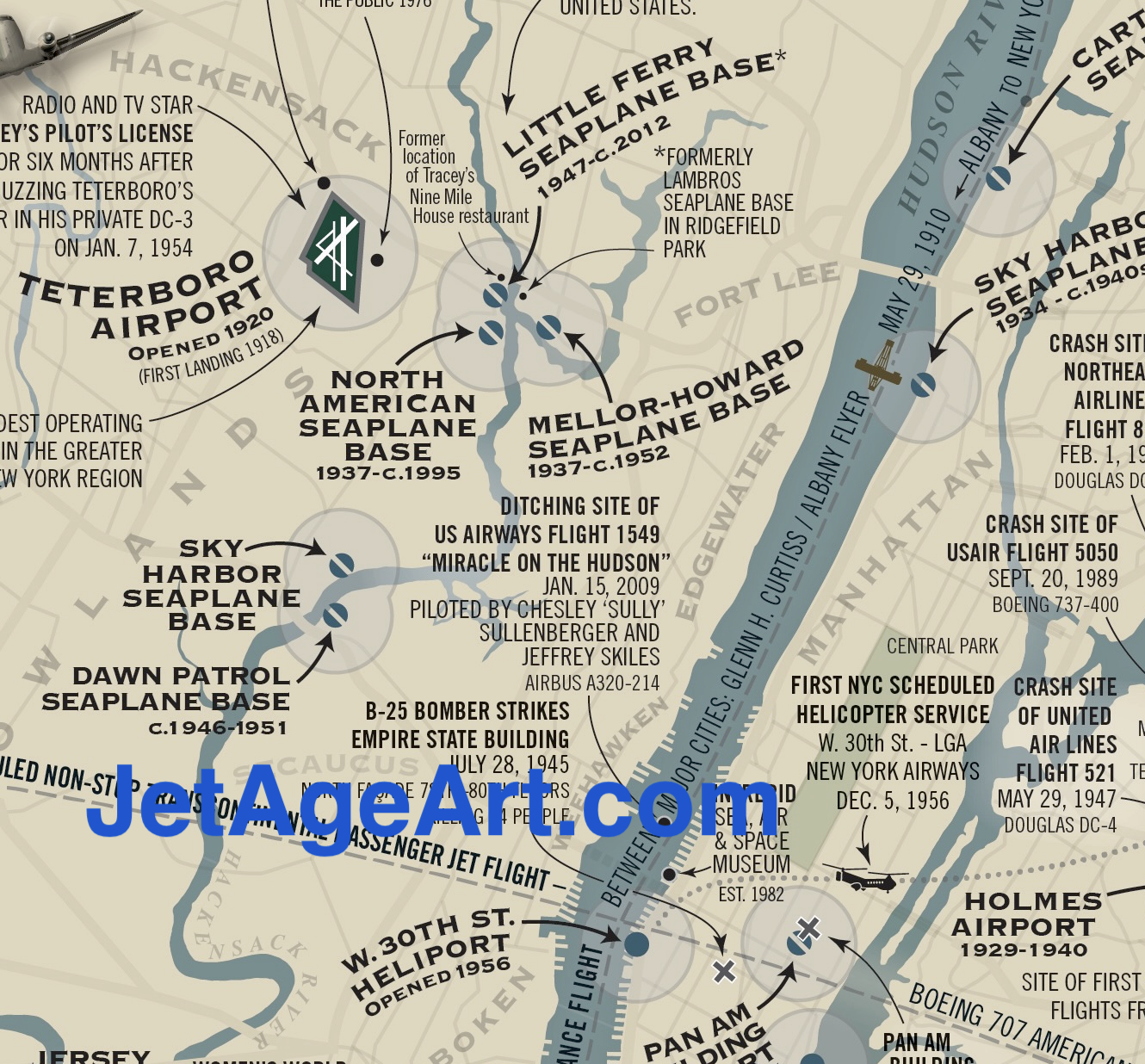 Greater New York Aviation History Map Poster – NYC & Long Island